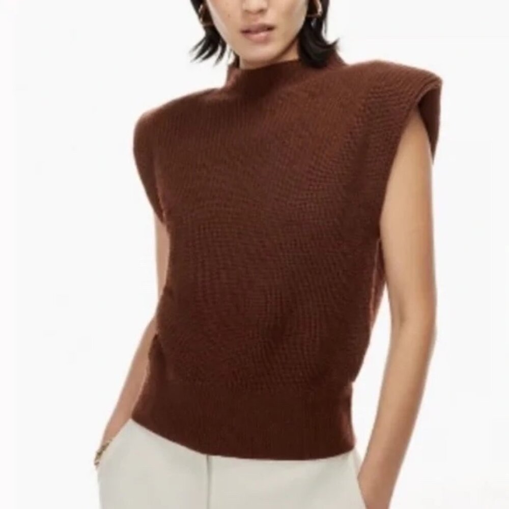 Aritzia Babaton Hazlitt Sweater Vest in Rich Cocoa 100% Merino Wool